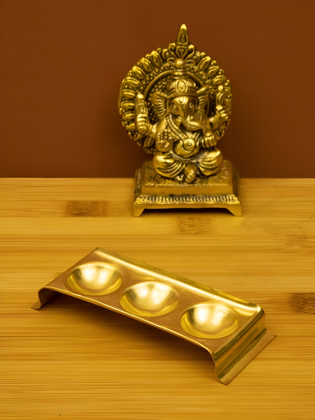 

Spillbox Gold-Toned Brass Chaal Deep Rectangular Pooja Essential