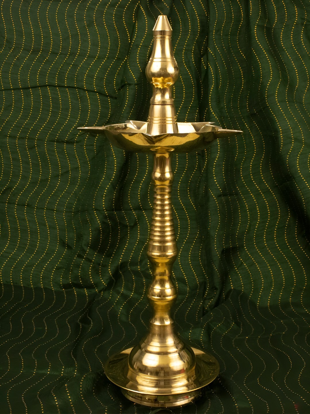 

Spillbox Gold-Toned Brass Kerala Fancy Diya Pooja Essential