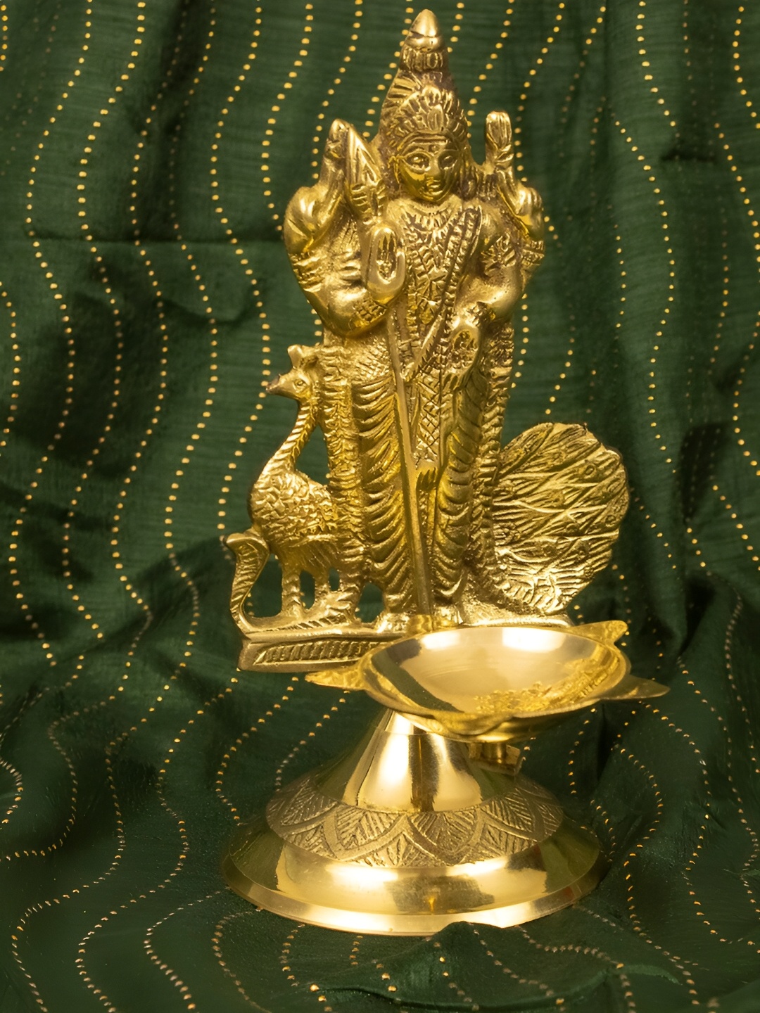 

Spillbox Gold-Toned Brass Murugan Diya Pooja Essential