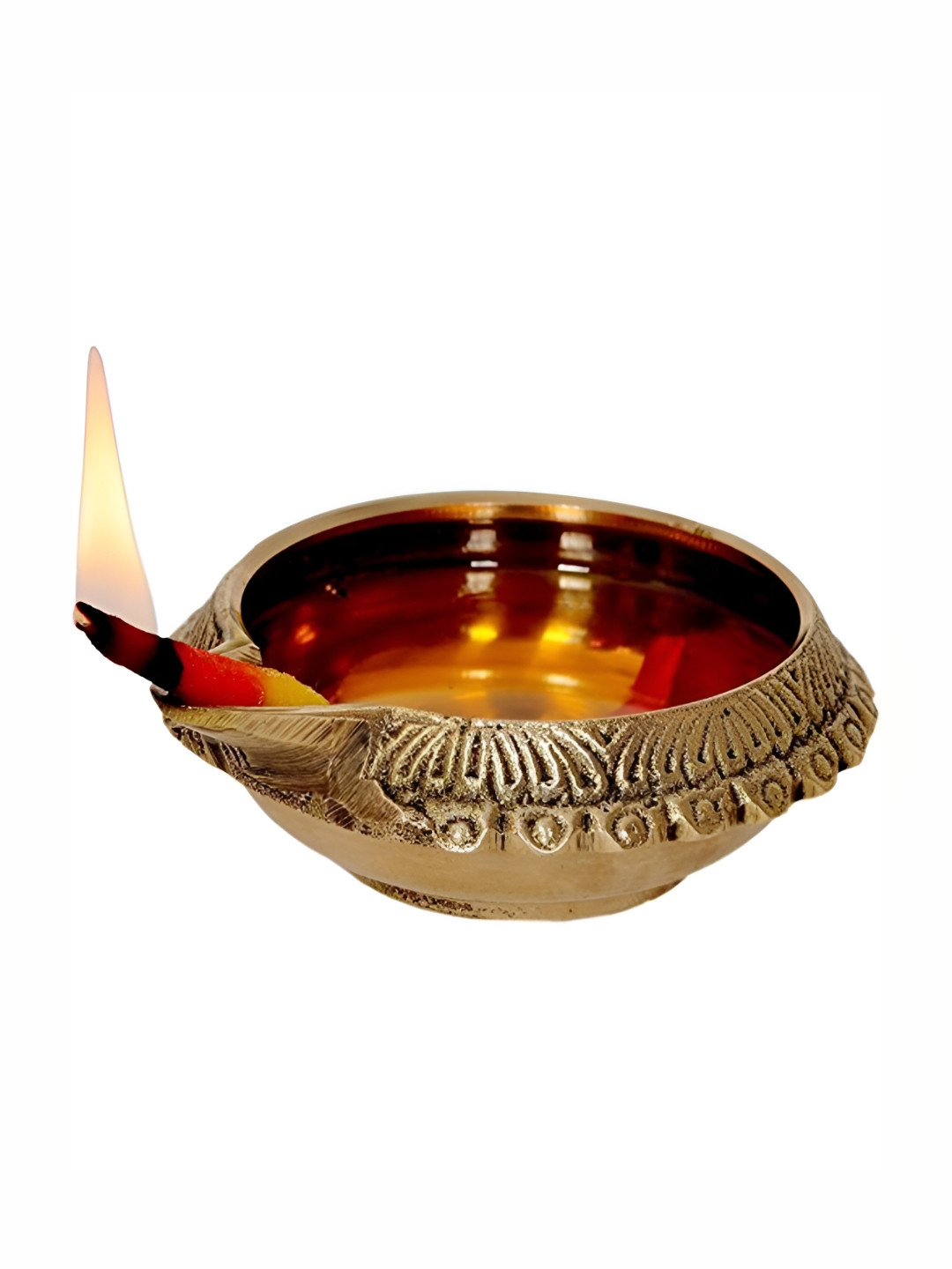 

Spillbox Gold Toned Textured Brass Diya without Stand