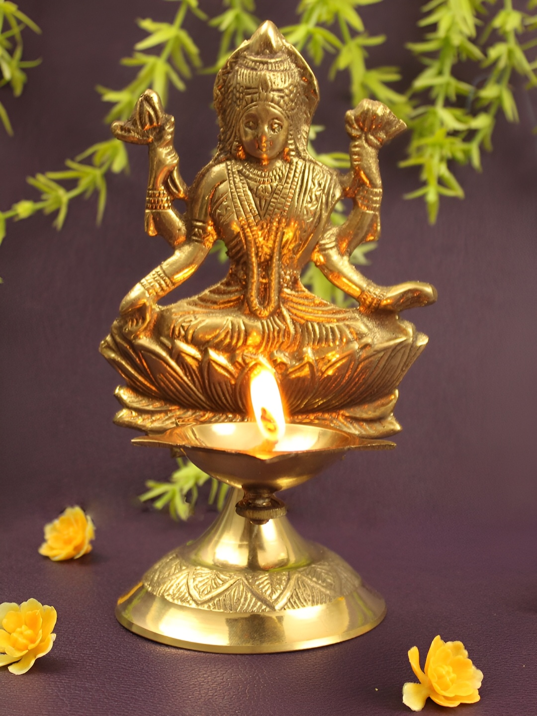 

Spillbox Gold-Toned Brass Lakshmi Diya Pooja Essential