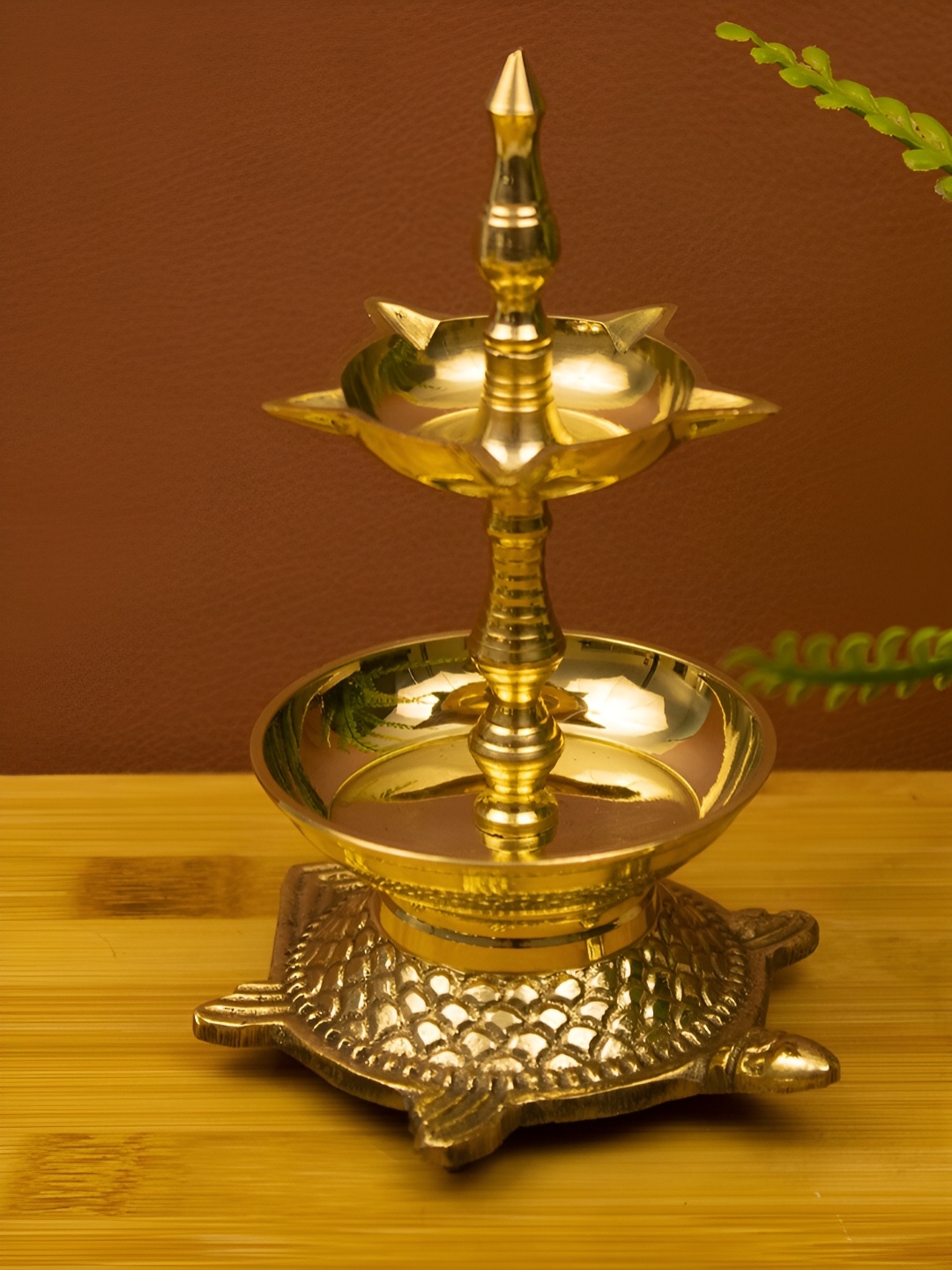 

Spillbox Gold-Toned Brass Kachua Fancy Diya Pooja Essential