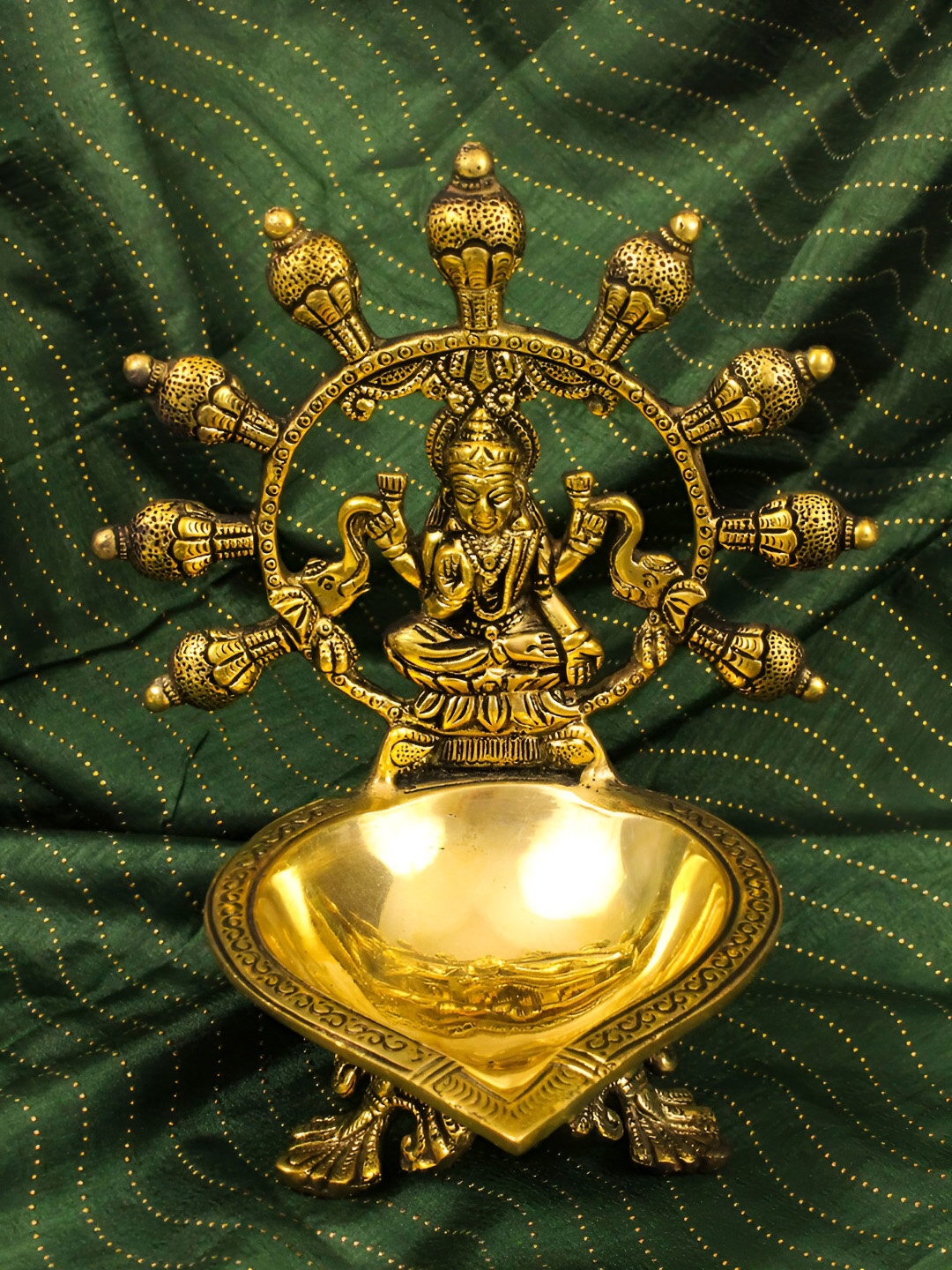 

Spillbox Gold-Toned Brass Gajalakshmi Diya Pooja Essential