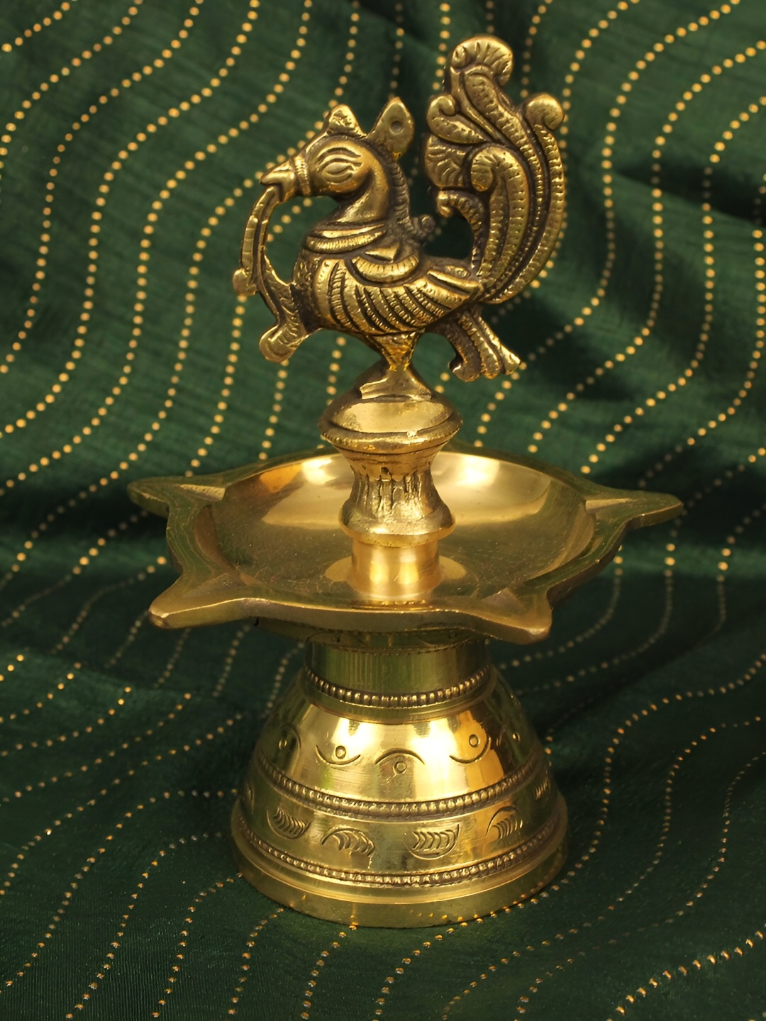 

Spillbox Gold-Toned Brass Annam Five Face Diya Pooja Essential