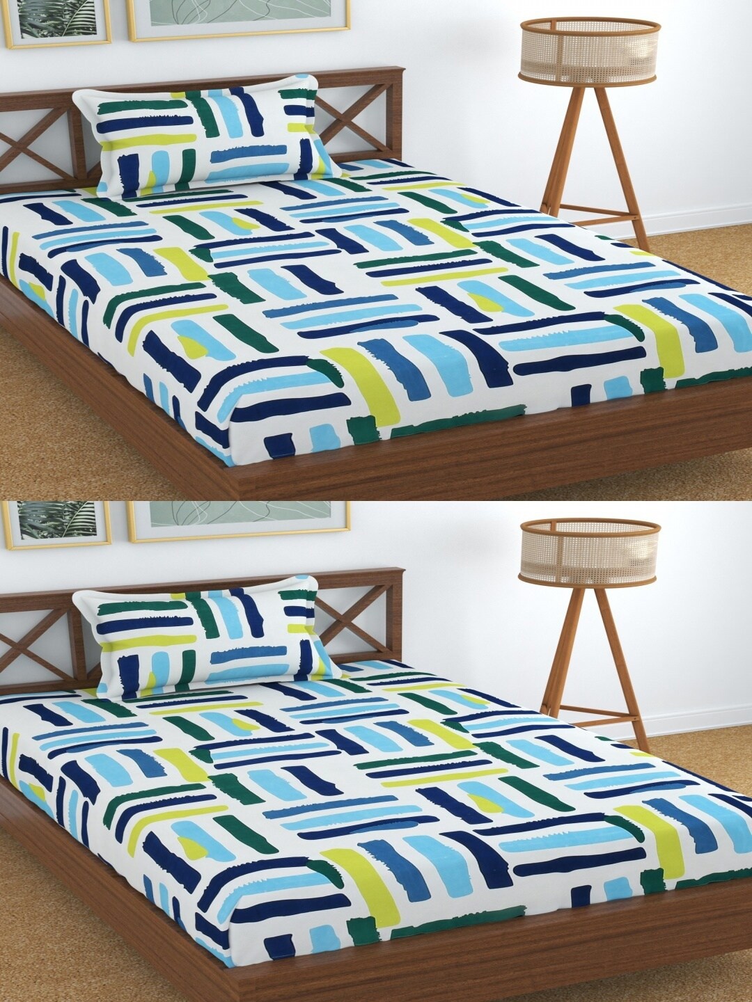 

Aura Dreams Blue & White Striped 180 TC Single Bedsheet with Pillow Cover