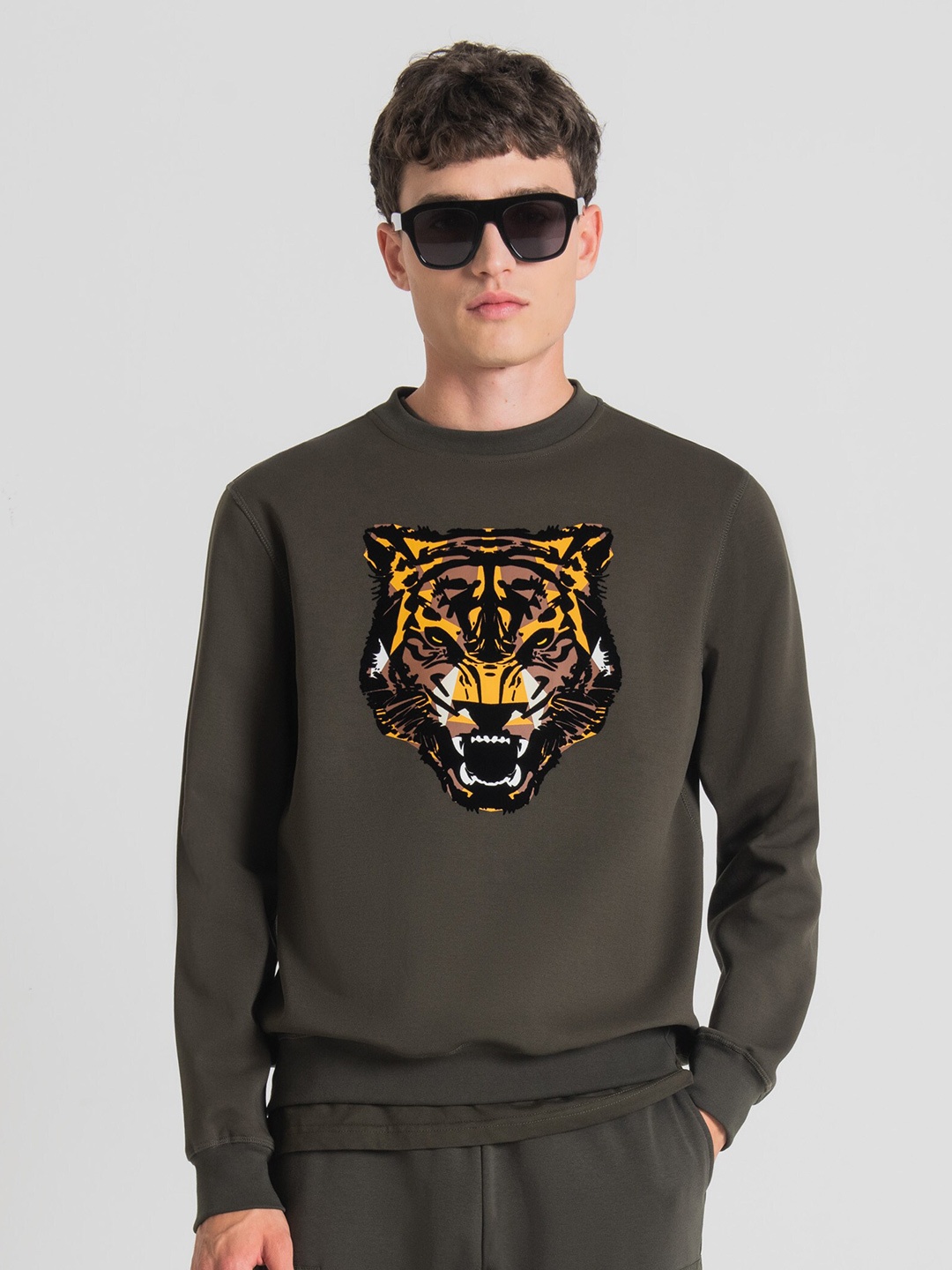 

Antony Morato Graphic Printed Round Neck Pullover Sweatshirt, Green