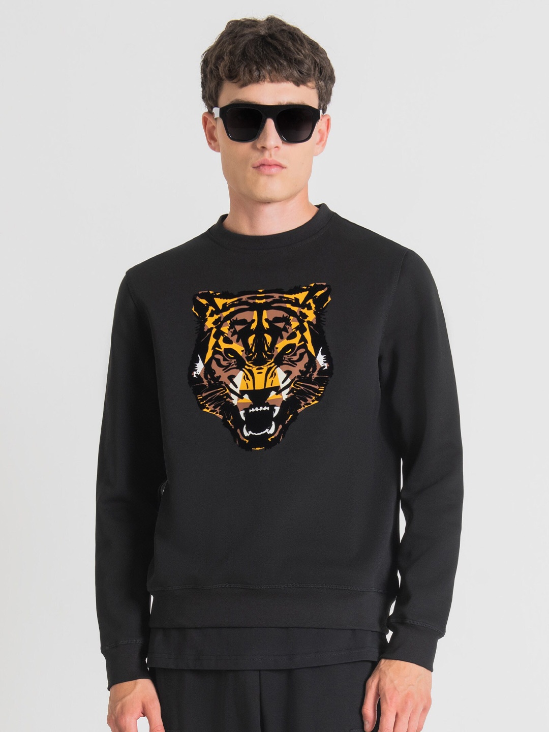 

Antony Morato Graphic Printed Round Neck Pullover Sweatshirt, Black