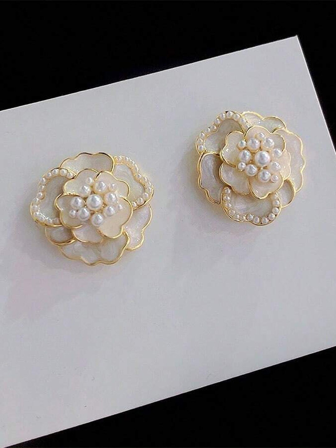 

Krelin Gold-Plated Beaded Floral Studs Earrings