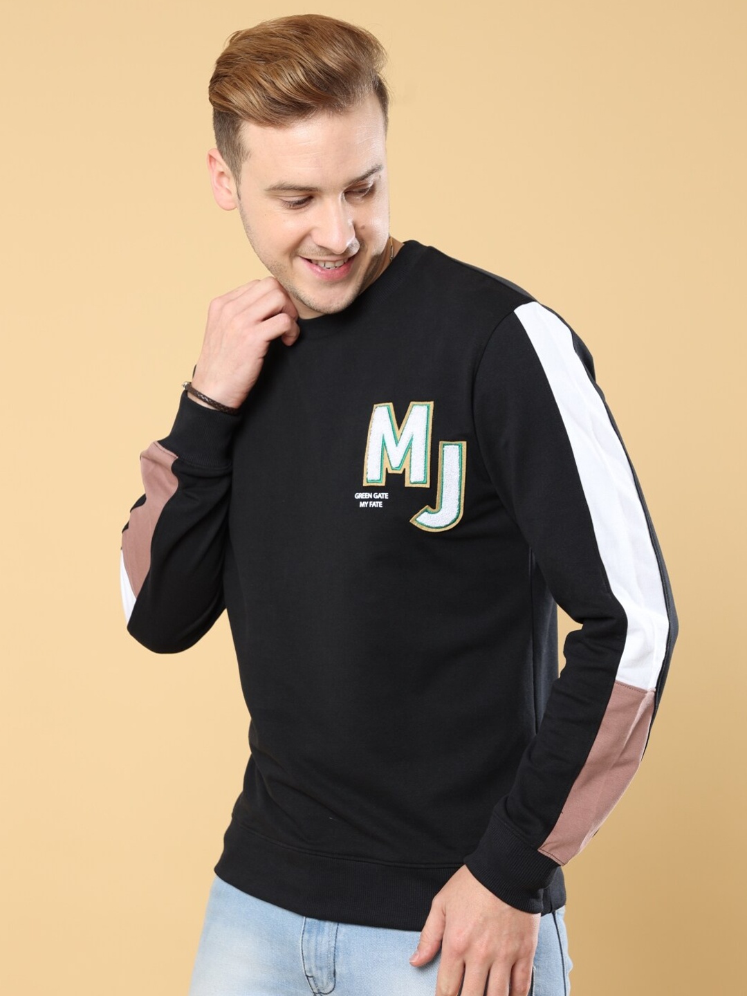 

Melvin Jones Long Sleeves Pure Cotton Pullover, Black