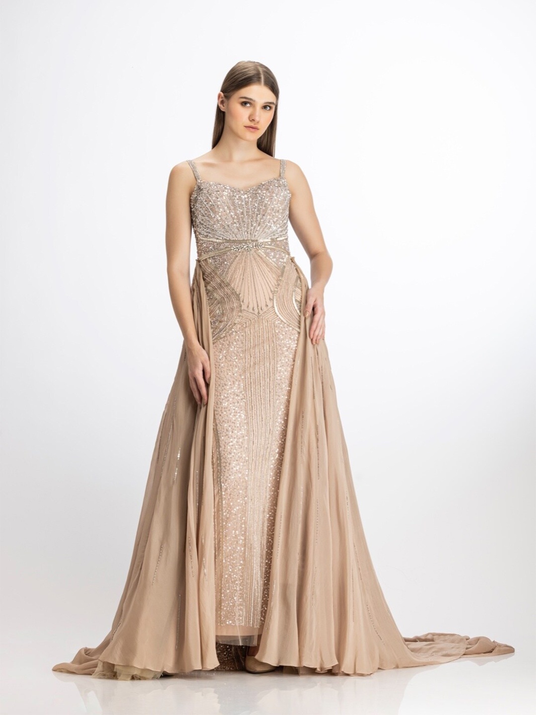

BHAWNA RAO Embellished Shoulder Strap Maxi Dress, Beige