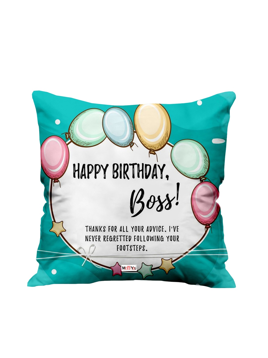 

ME & YOU White & Blue Birthday Printed Fibre Filling Cushion