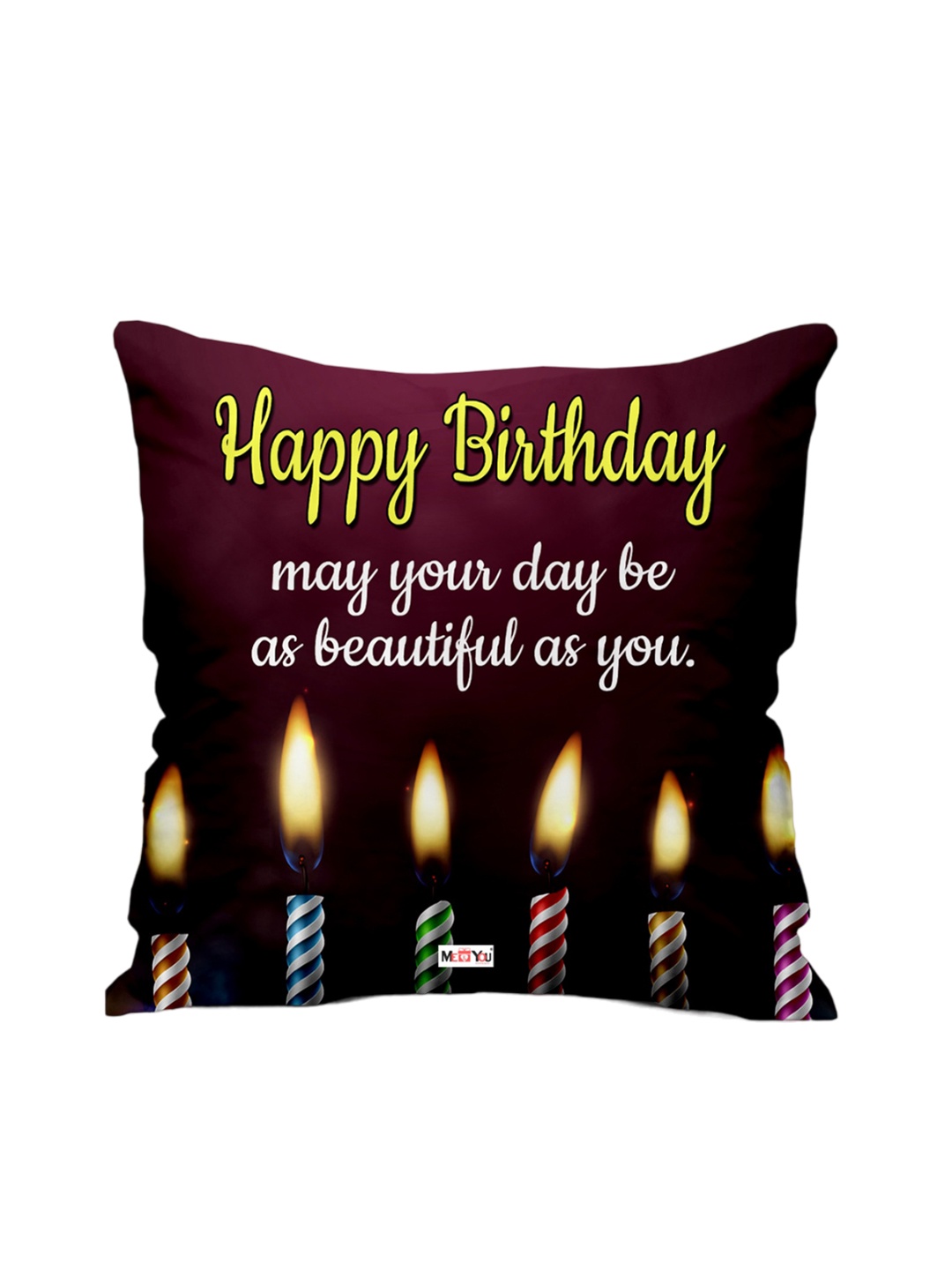 

ME & YOU Maroon & Black Printed Ultra-Soft Filled Cushion