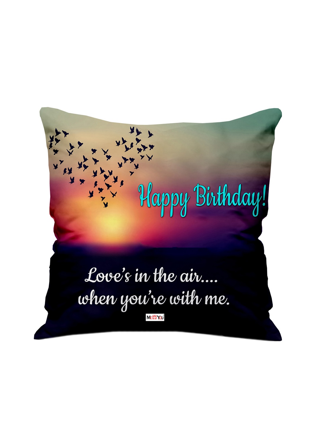 

ME & YOU Yellow & Black Birthday Printed Fibre Filled Square Cushion