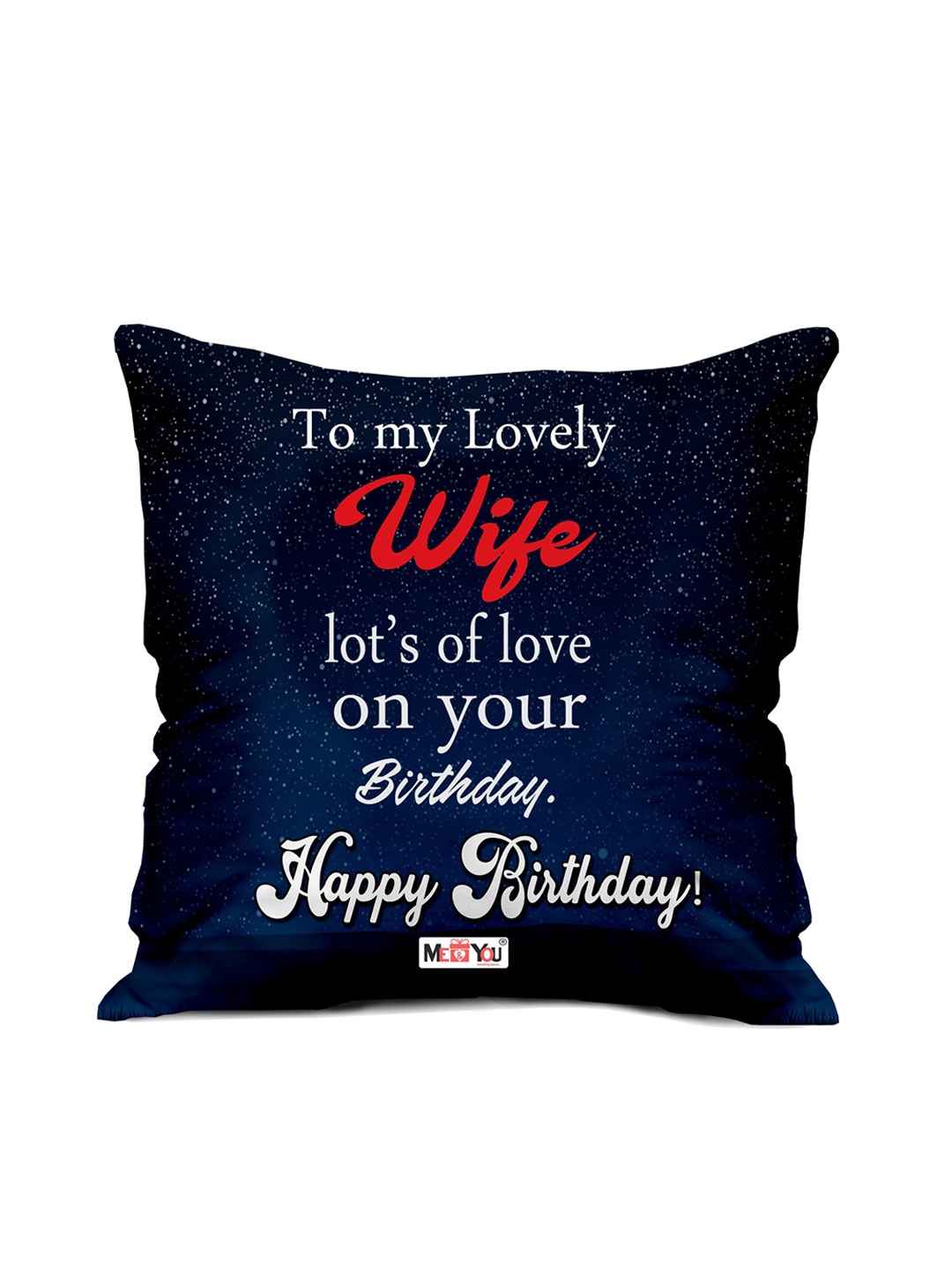 

ME & YOU Navy Blue & White Printed Fibre Pre Filled Cushion