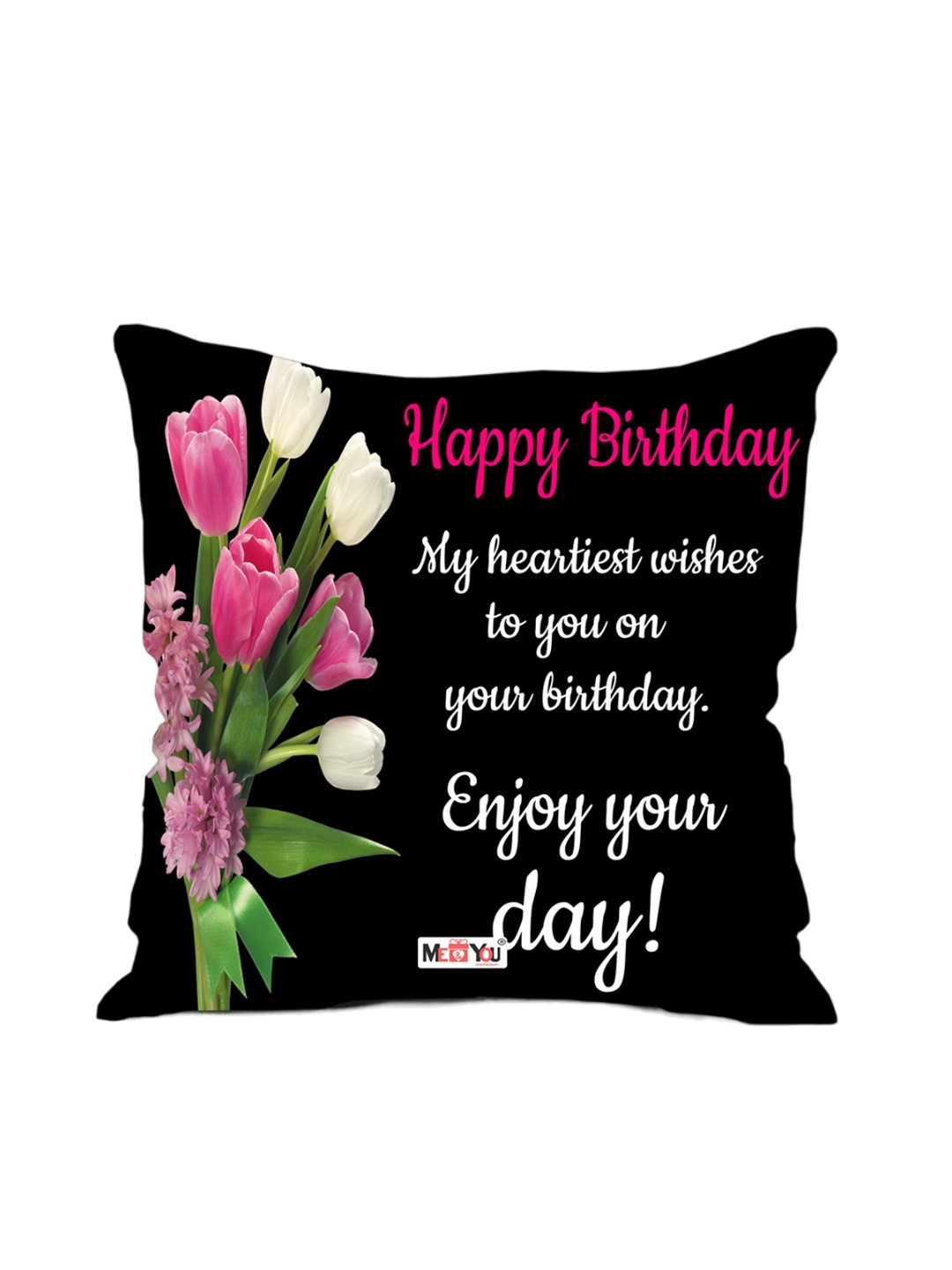 

ME & YOU Black & White Printed Microfibre Pre Filled Cushion