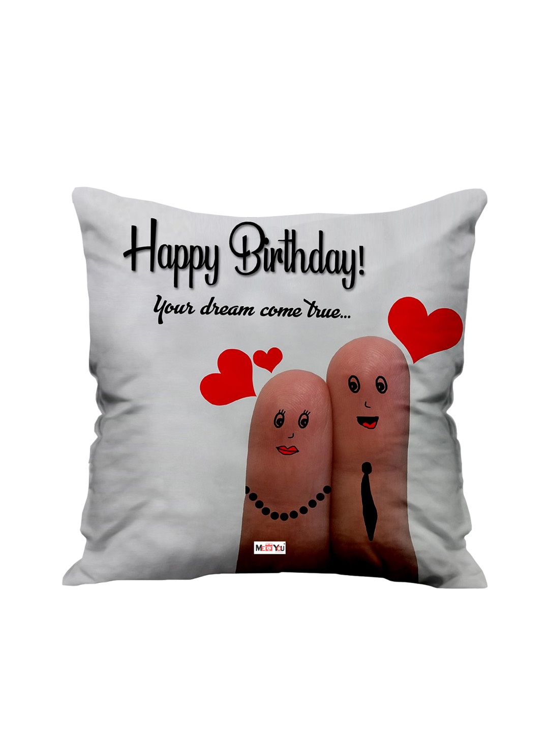 

ME & YOU White & Red Printed Fibre Filled Cushion