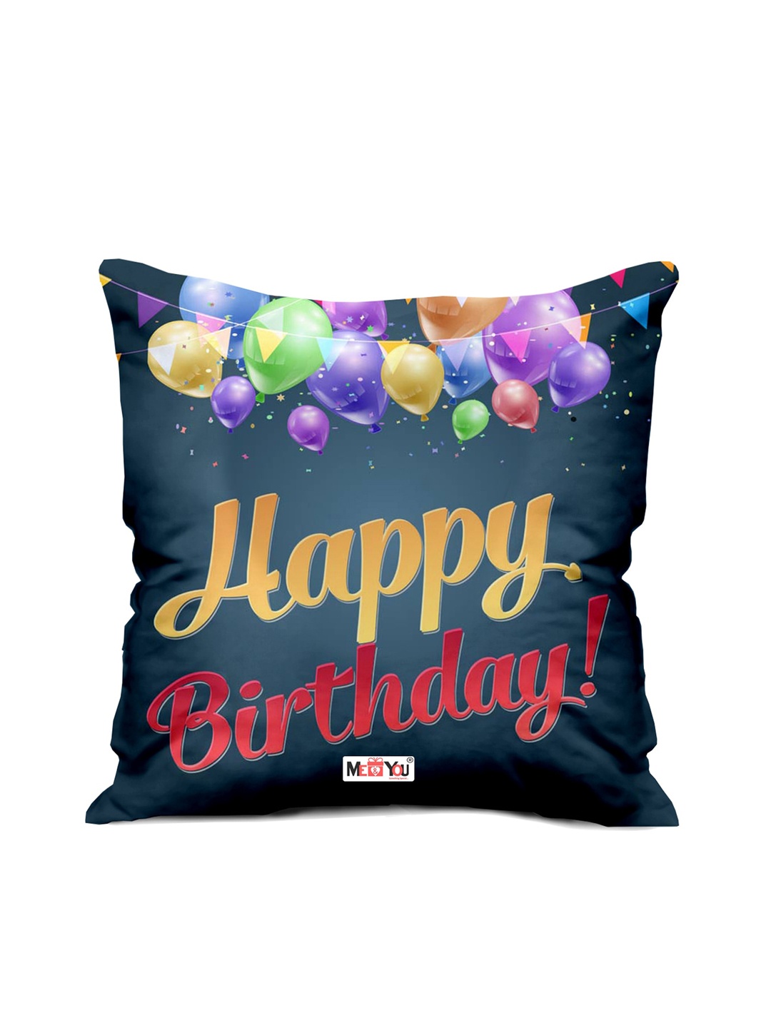 

ME & YOU Blue & Yellow Printed Square Fibre Pre Filled Cushion