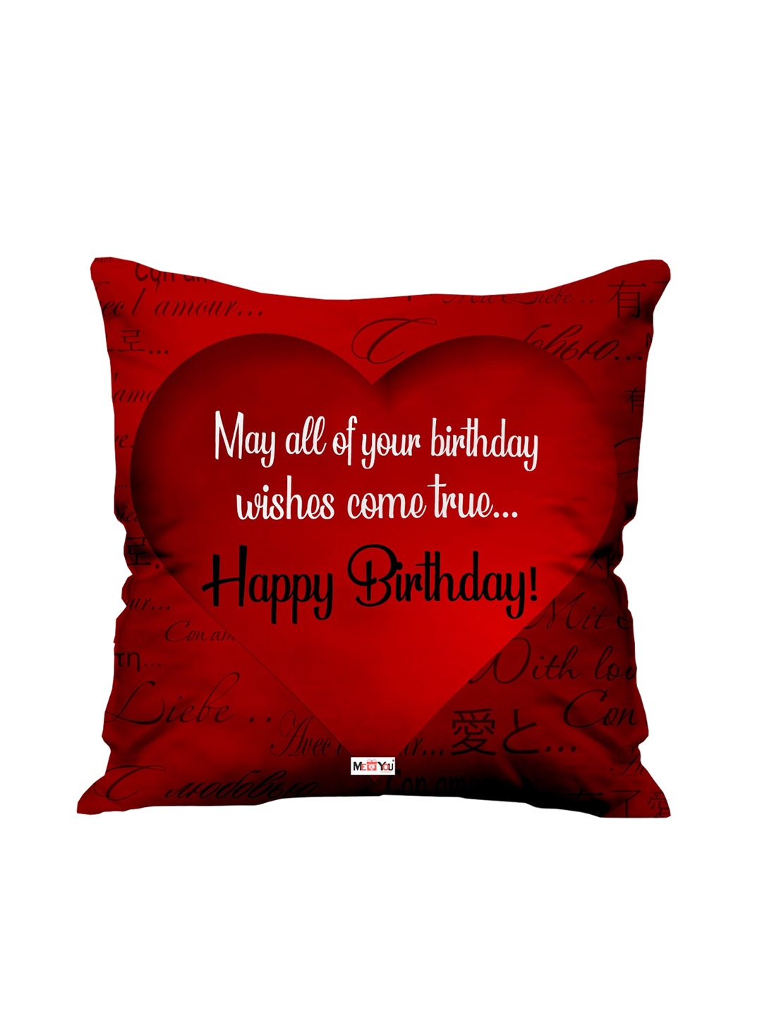 

ME & YOU Red & Black Printed Square Fibre Filled Cushion