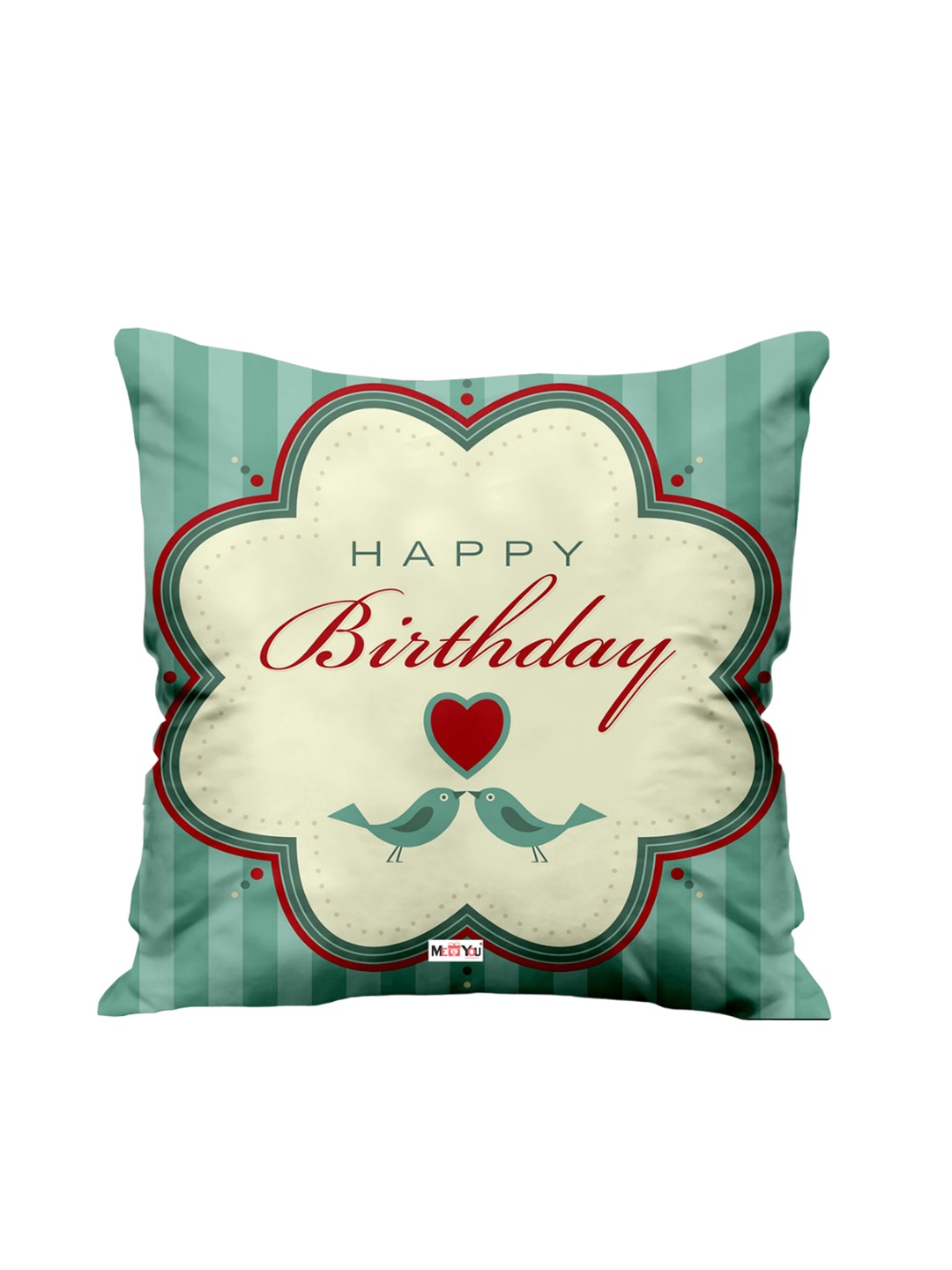 

ME & YOU White & Green Birthday Printed Square Pre-Filled Cushion