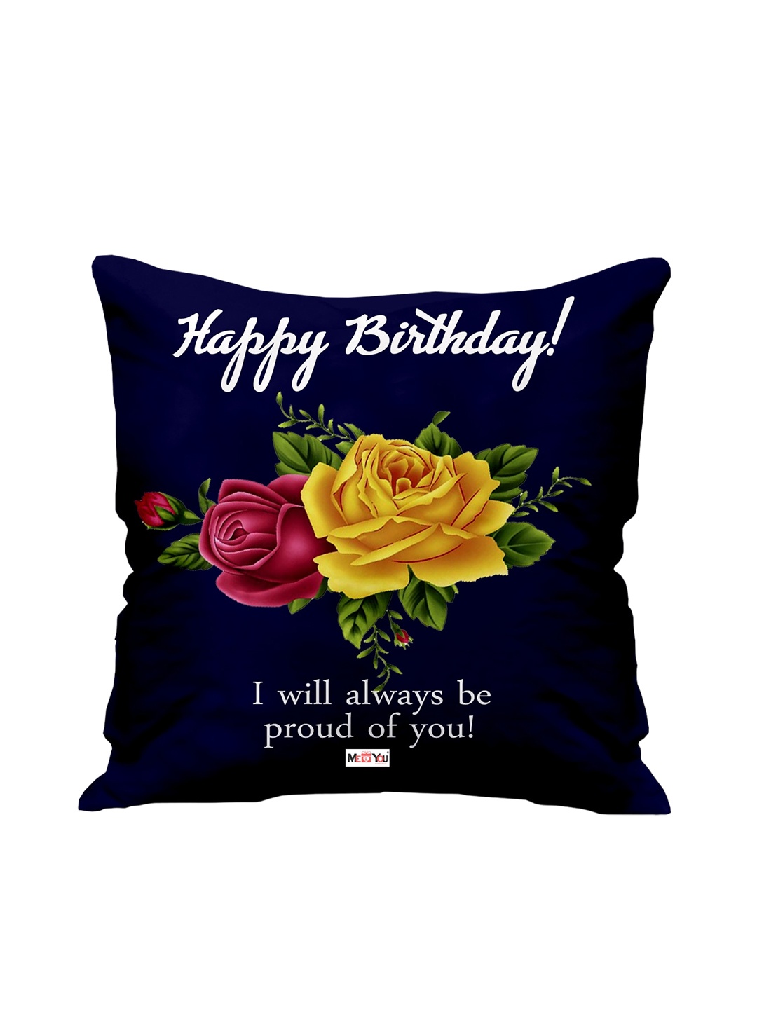 

ME & YOU Navy Blue & Green Birthday Printed Fibre Filled Square Cushion