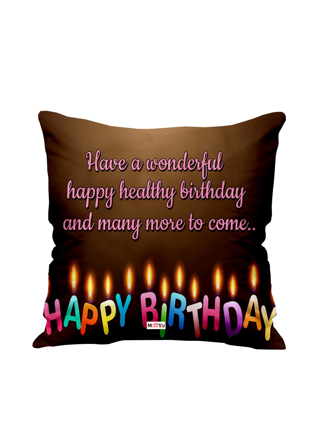 

ME & YOU Brown & Pink Printed Square Fibre Filled Cushion
