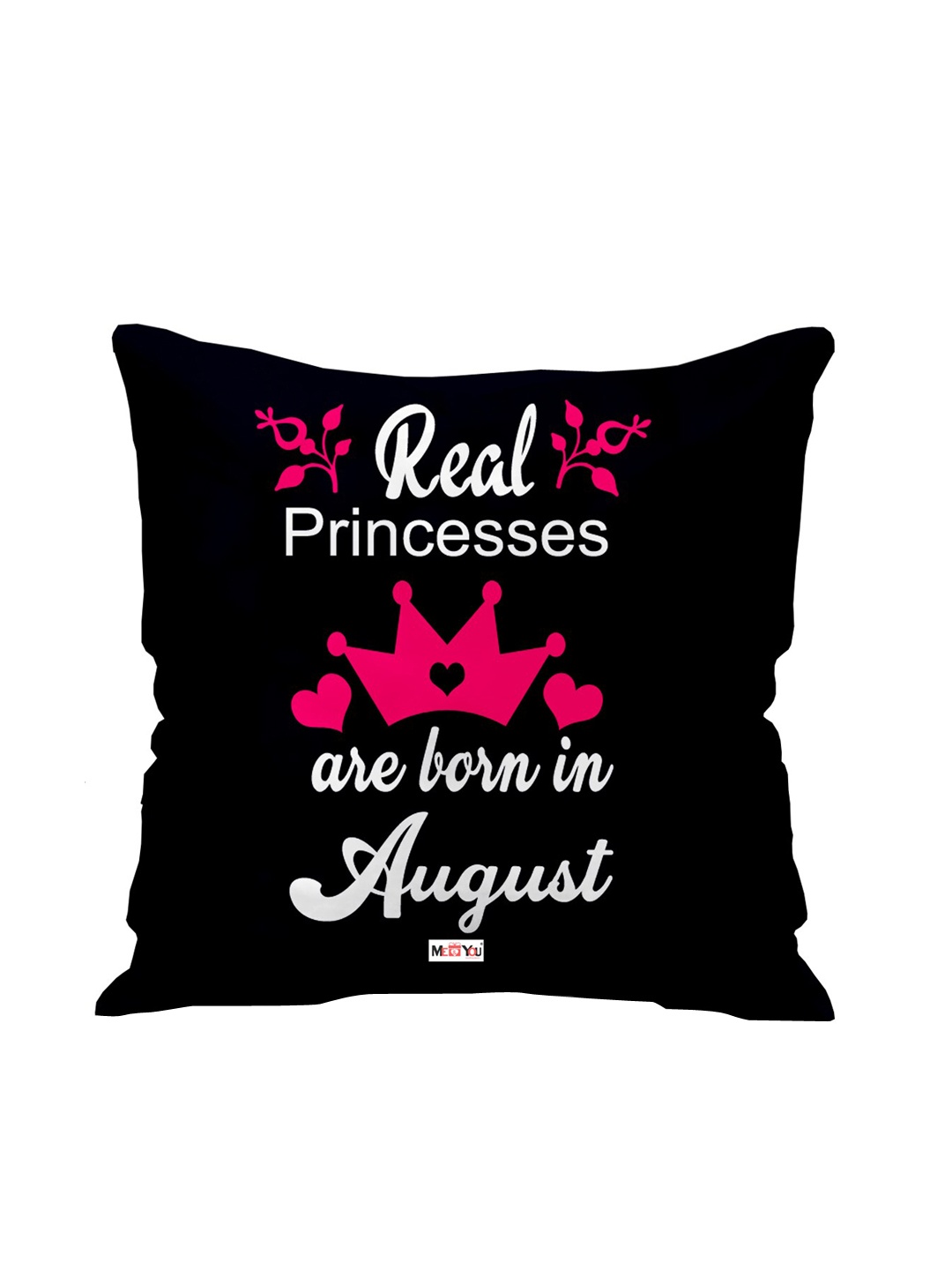 

ME & YOU Black & Pink Birthday Printed Fibre Filled Square Cushion