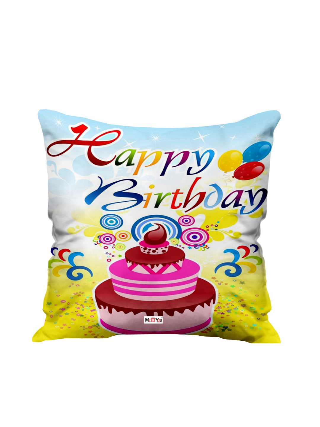 

ME & YOU Blue & Yellow Printed Square Fibre Pre Filled Cushion