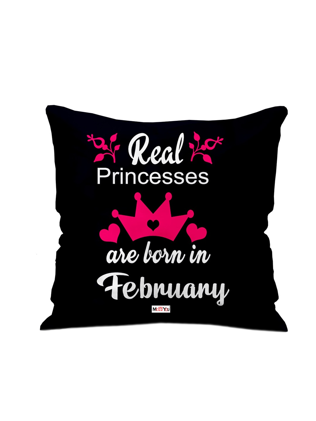 

ME & YOU Black & Pink Printed Microfibre Filled Cushion