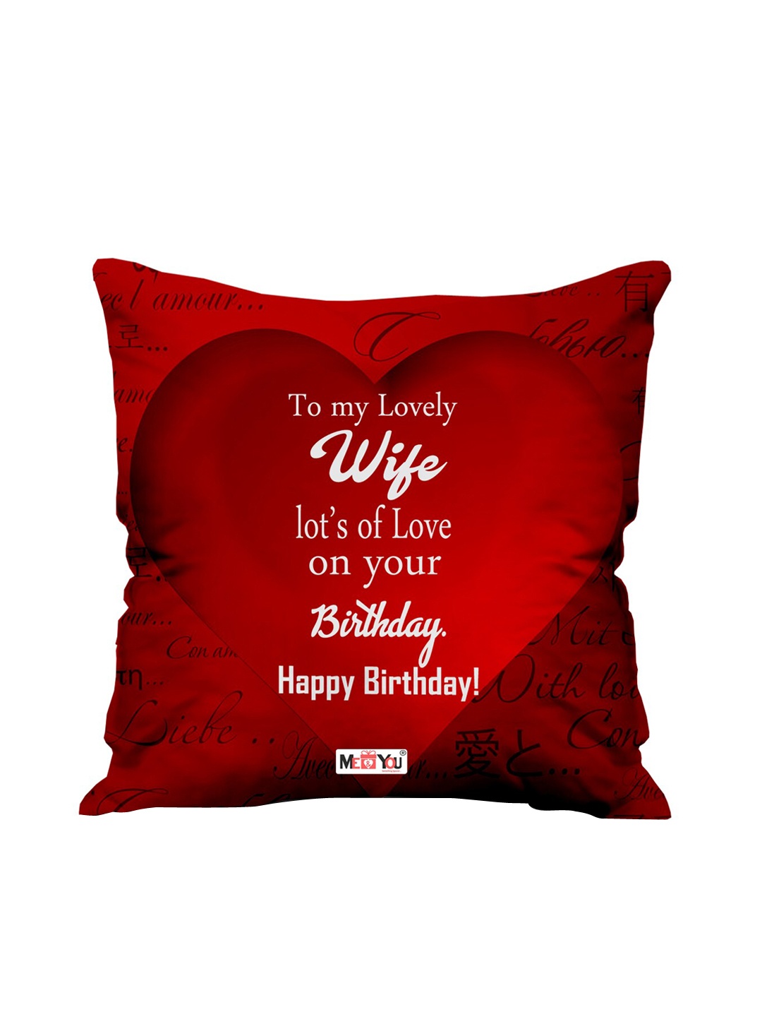 

ME & YOU Red & White Printed Ultra-Soft Filled Cushion
