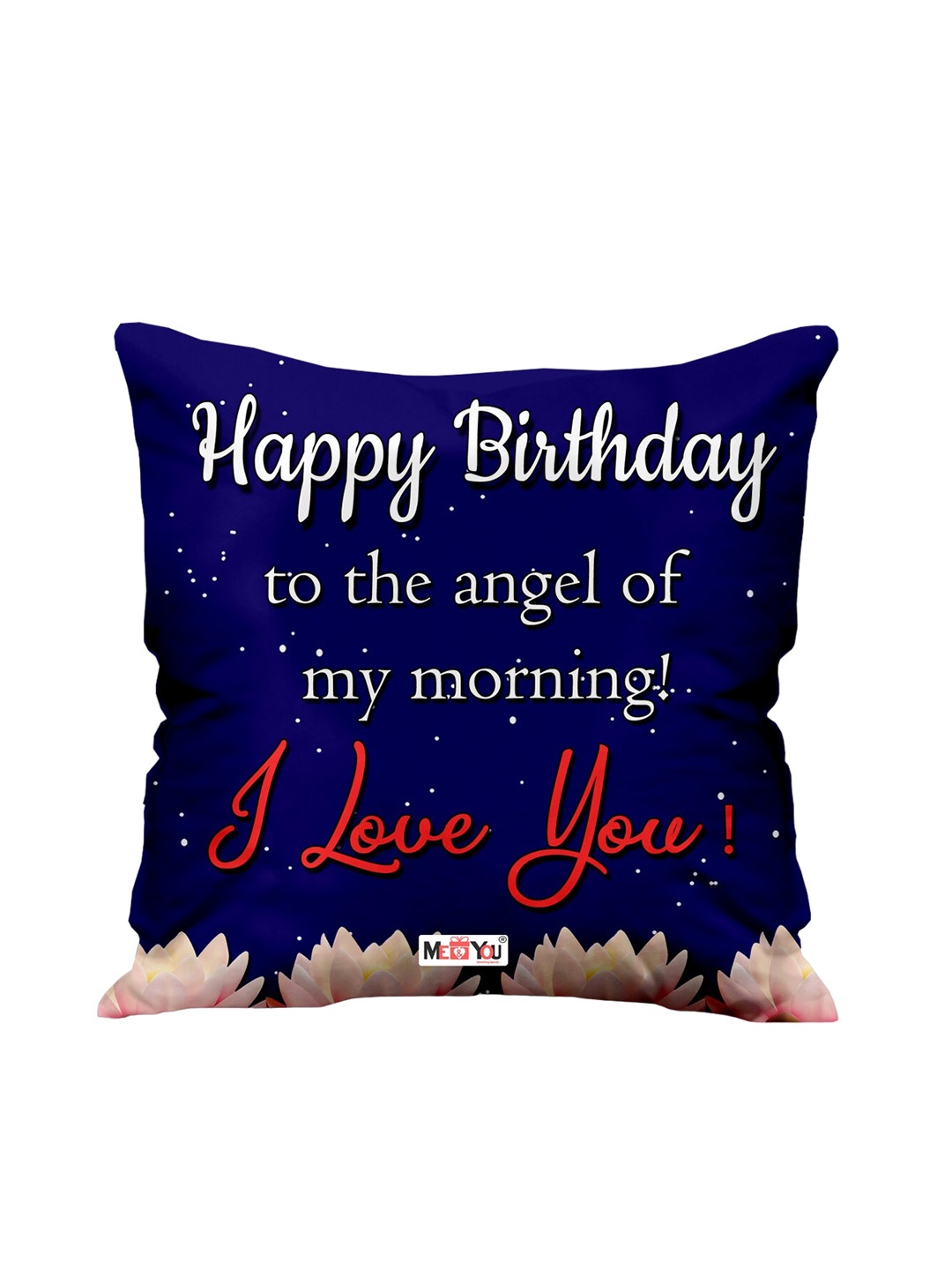 

ME & YOU Navy Blue & White Birthday Printed Fibre Filled Square Cushion