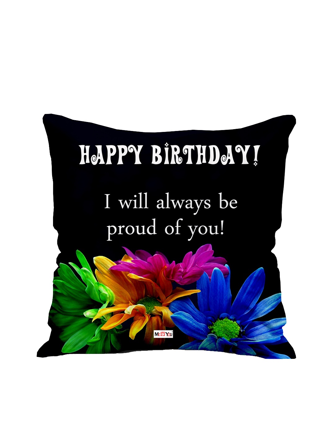 

ME & YOU Black & Green Birthday Printed Square Pre-Filled Cushion