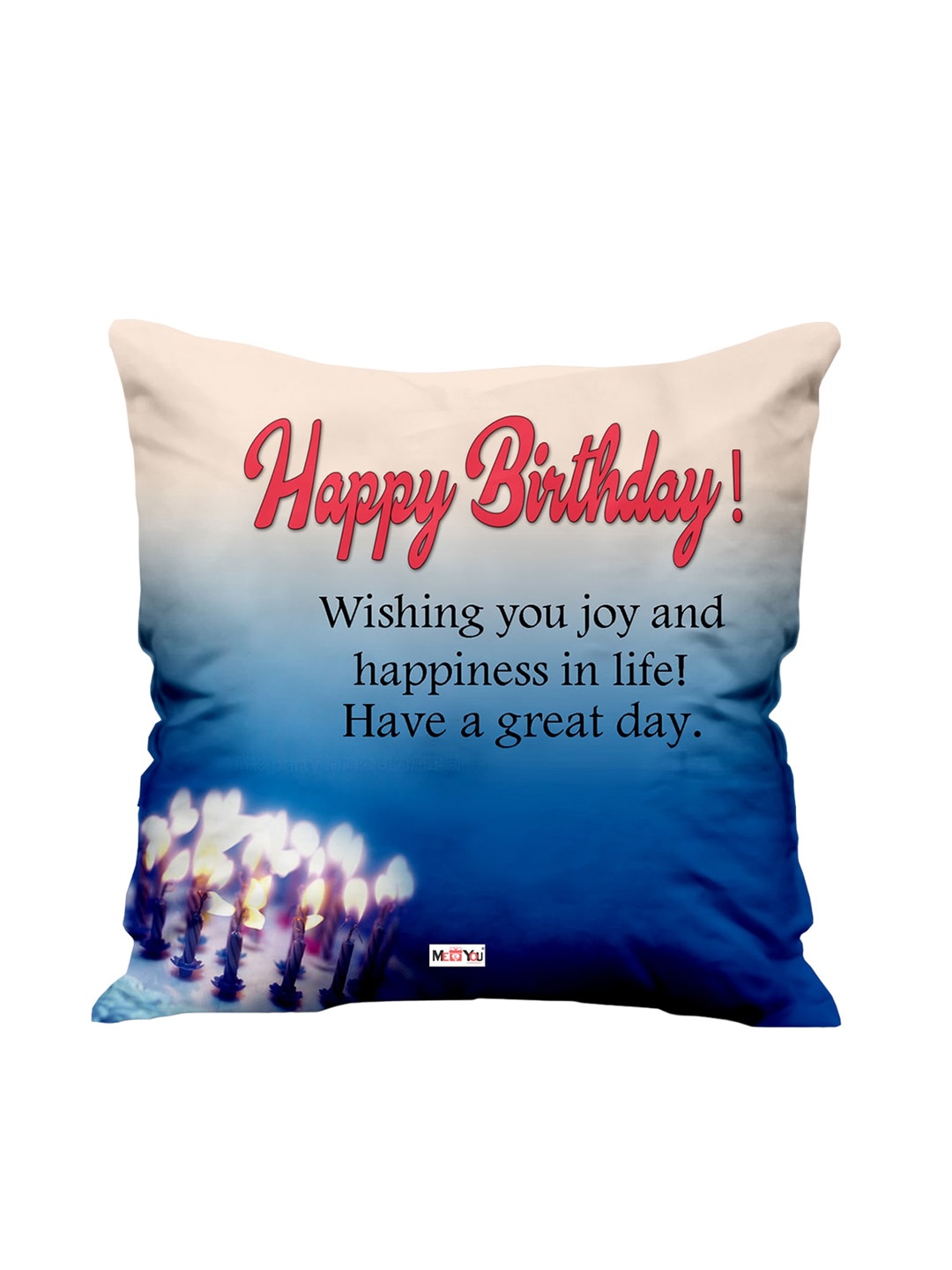 

ME & YOU Blue & White Birthday Printed Square Pre-Filled Cushion