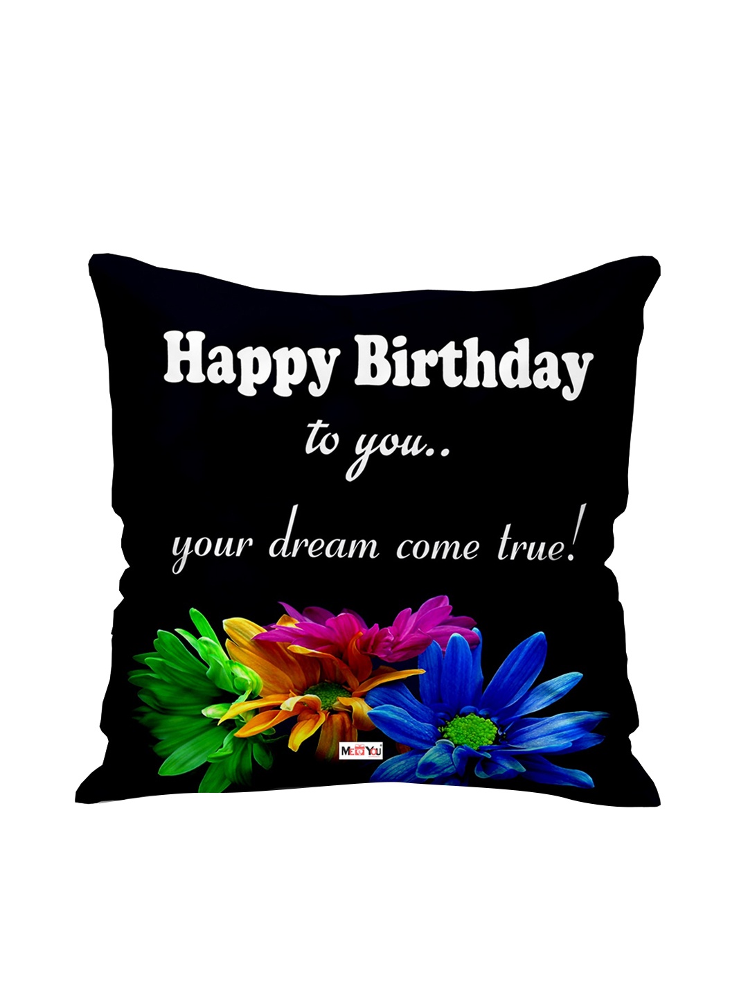 

ME & YOU Black & Blue Printed Microfibre Filled Cushion