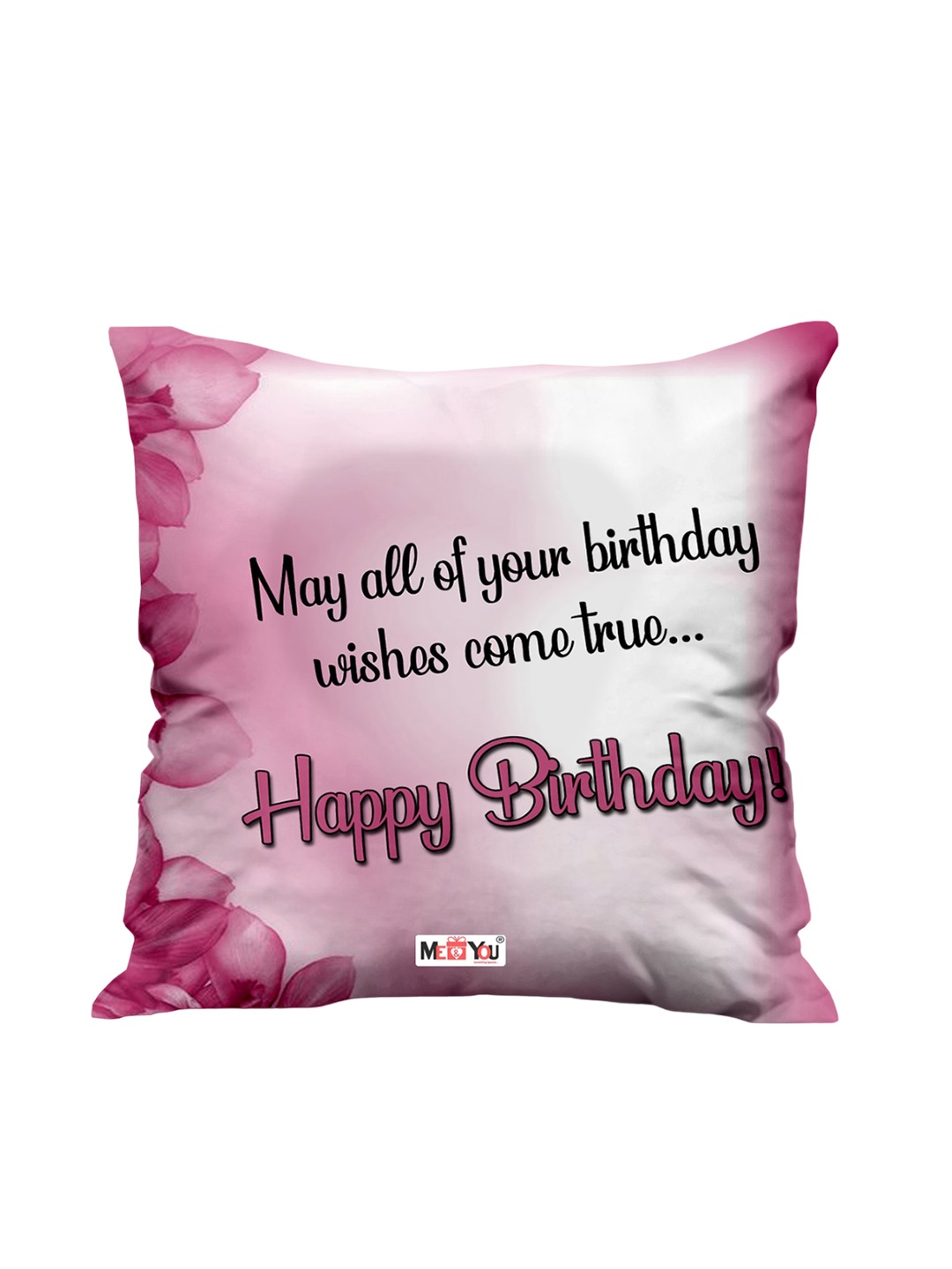 

ME & YOU White & Pink Printed Microfibre Filled Cushion