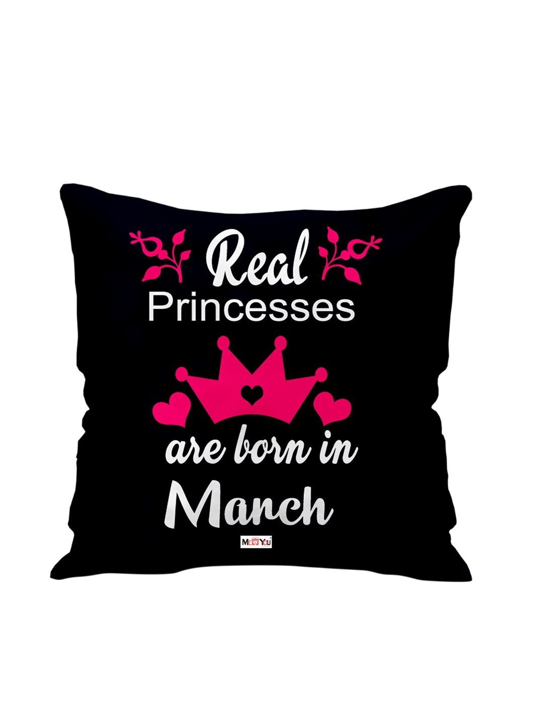 

ME & YOU Black & Pink Printed Square Pre-Filled Cushion