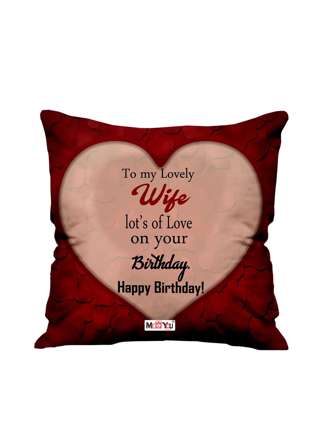 

ME & YOU Red & Pink Birthday Printed Square Pre-Filled Cushion