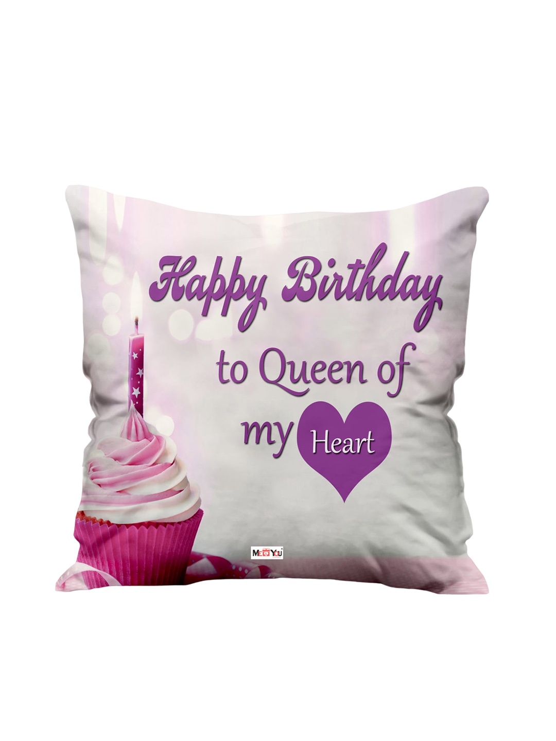 

ME & YOU Purple & Pink Birthday Printed Fibre Filling Square Cushion