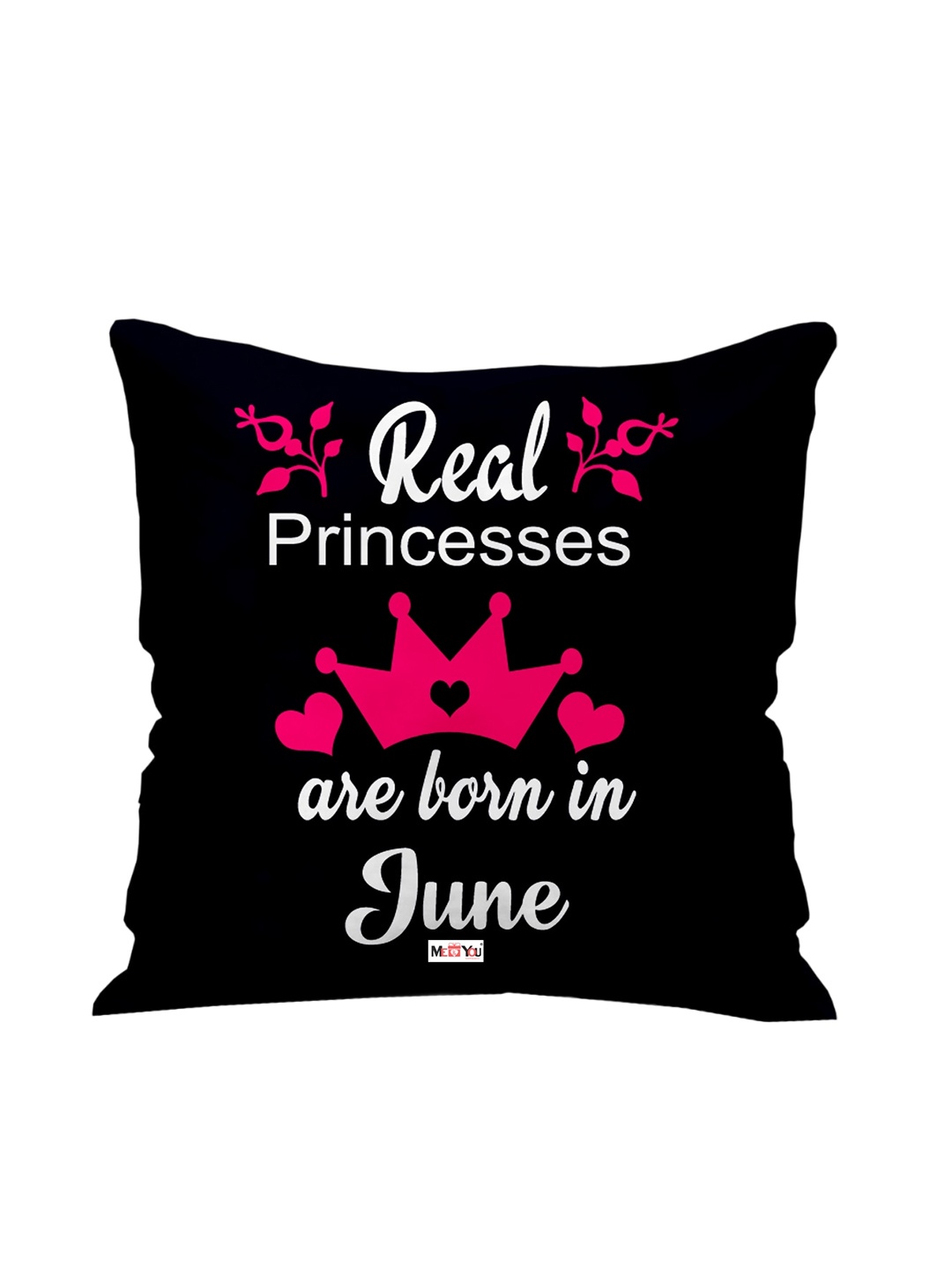 

ME & YOU Black & Pink Printed Microfibre Filled Cushion