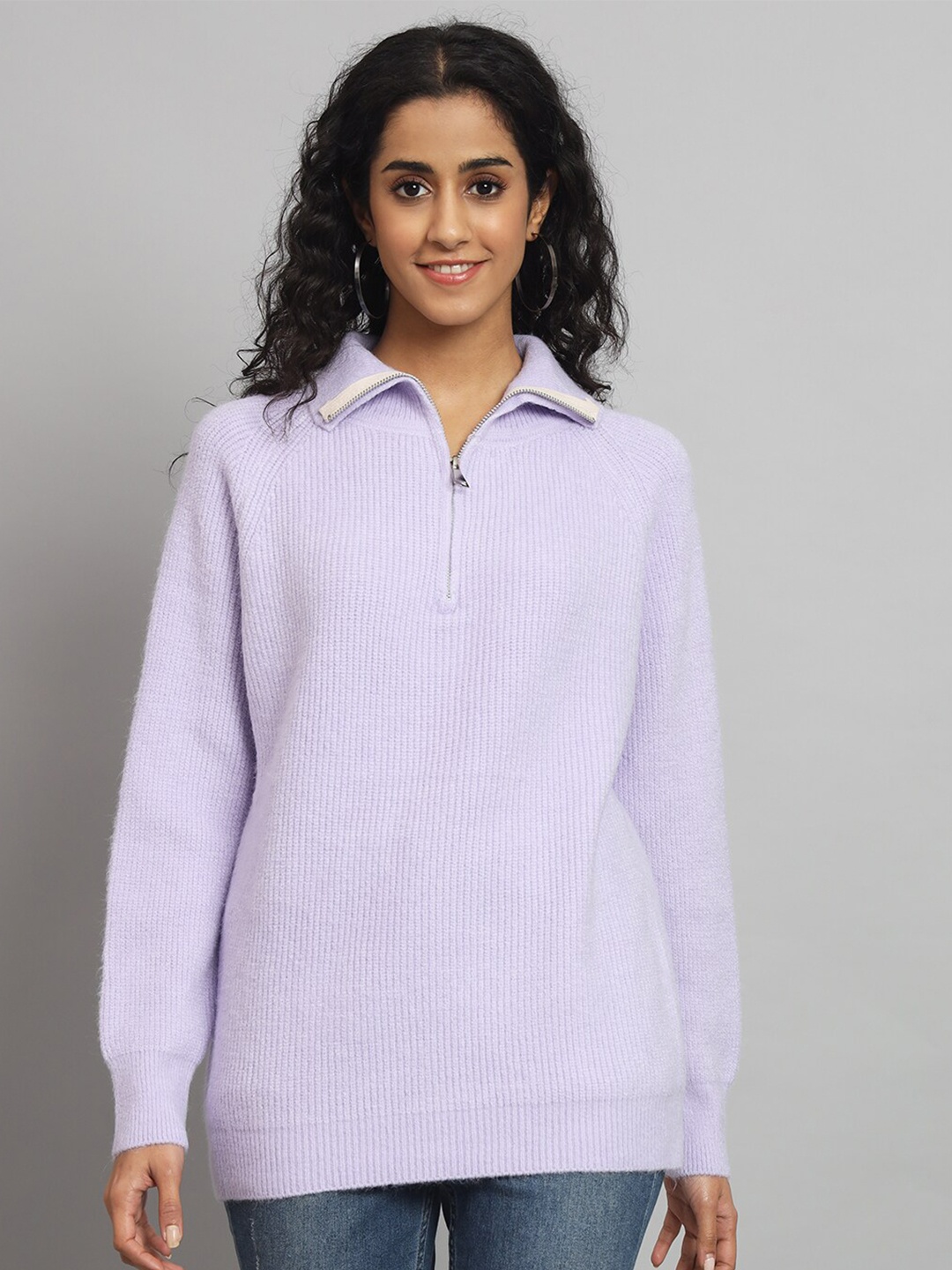 

BROOWL Ribbed Woollen Pullover, Purple