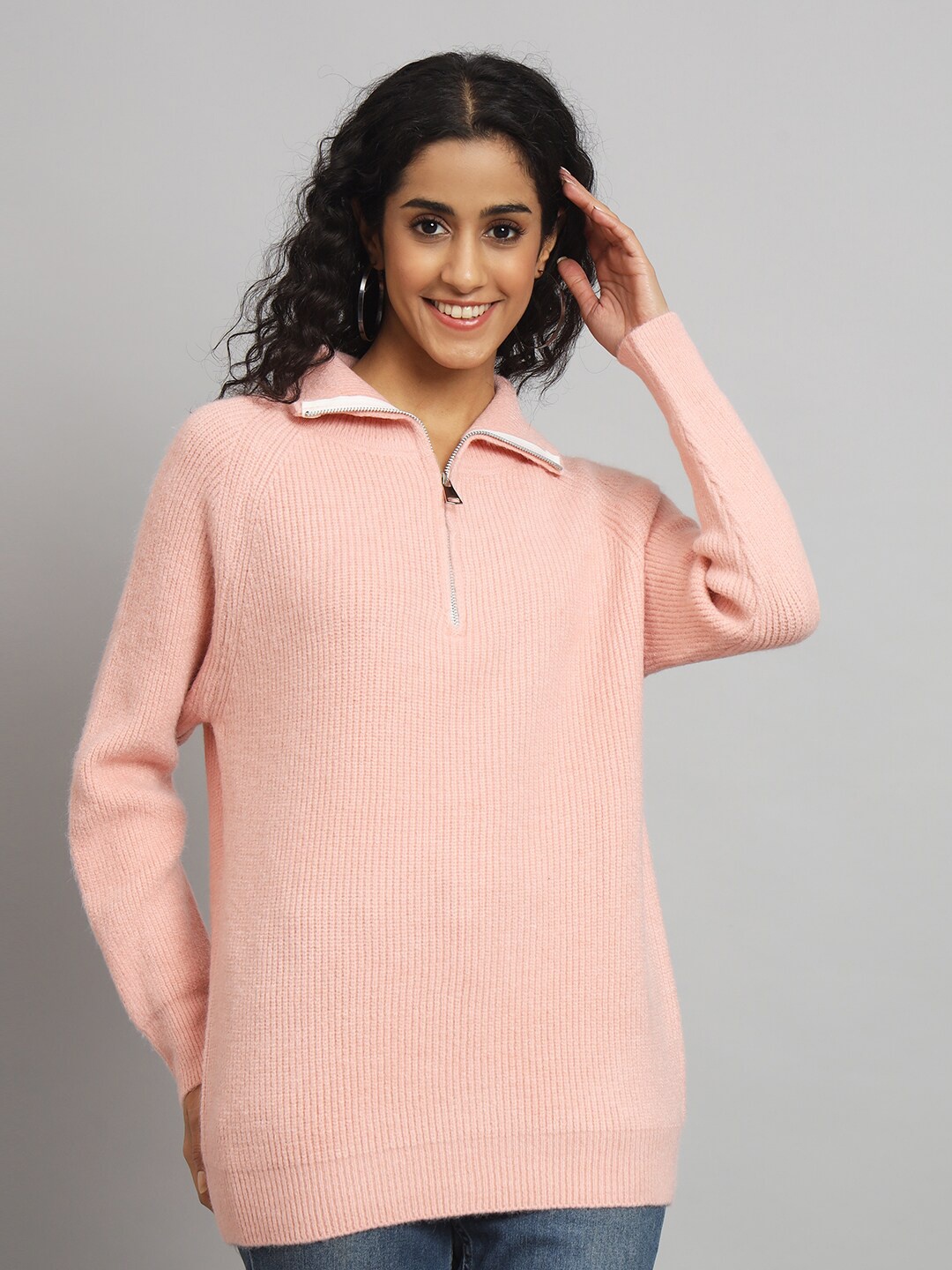 

BROOWL Ribbed Woollen Pullover, Peach