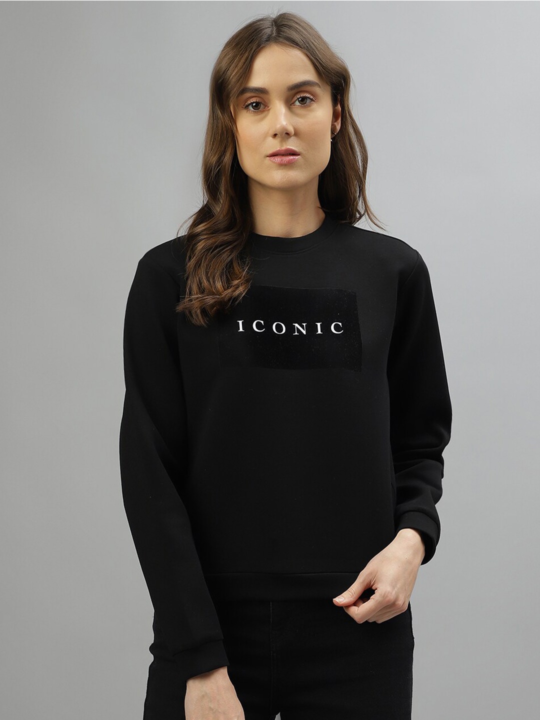 

Iconic Typography Printed Sweatshirt, Black