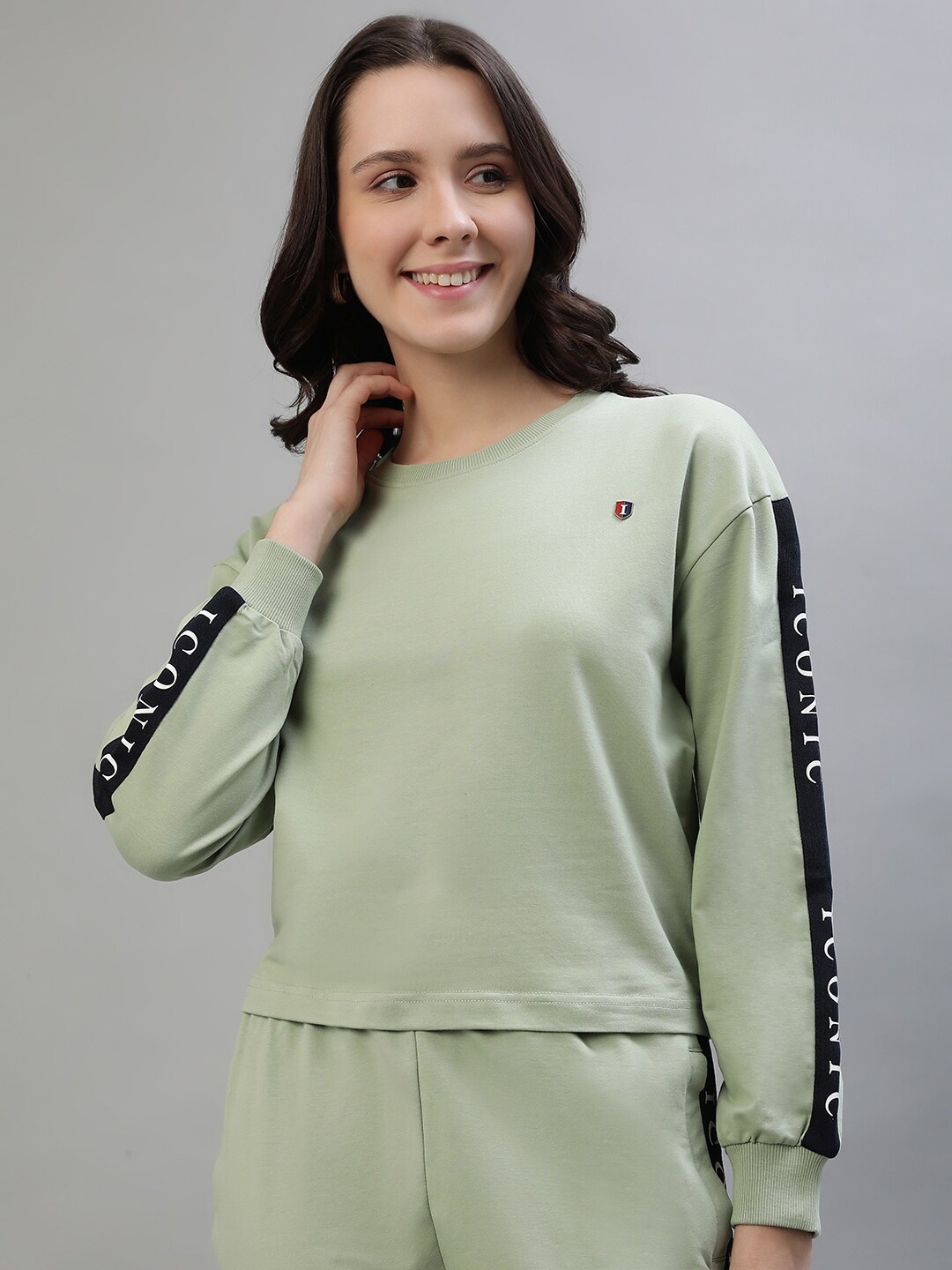 

Iconic Typography Printed Sweatshirt, Green