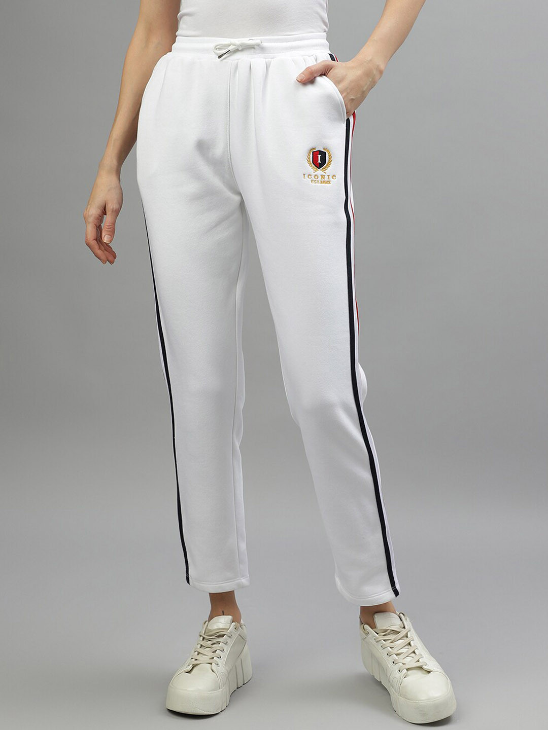 

Iconic Women Mid Rise Track Pants, White