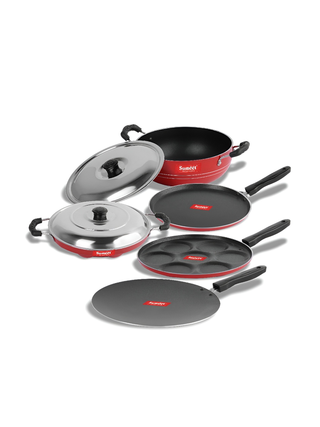 

Sumeet Ruby Red 5 Pieces Aluminium Non Stick Cookware Set