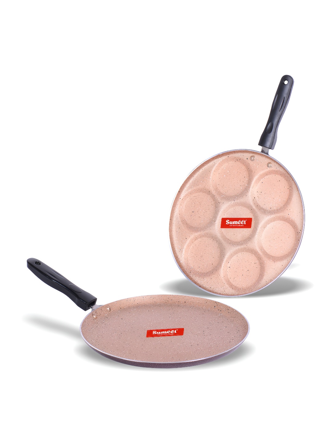 

Sumeet Peach Coloured & Black 2 Pieces Aluminium Dishwasher Safe Cookware Set