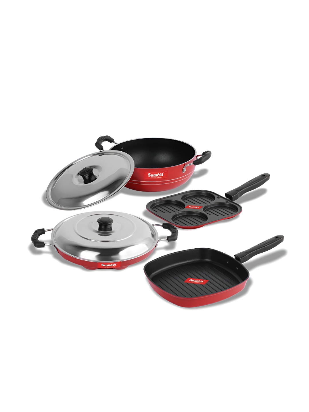 

Sumeet Red Aluminium Dishwasher Safe Cookware Set