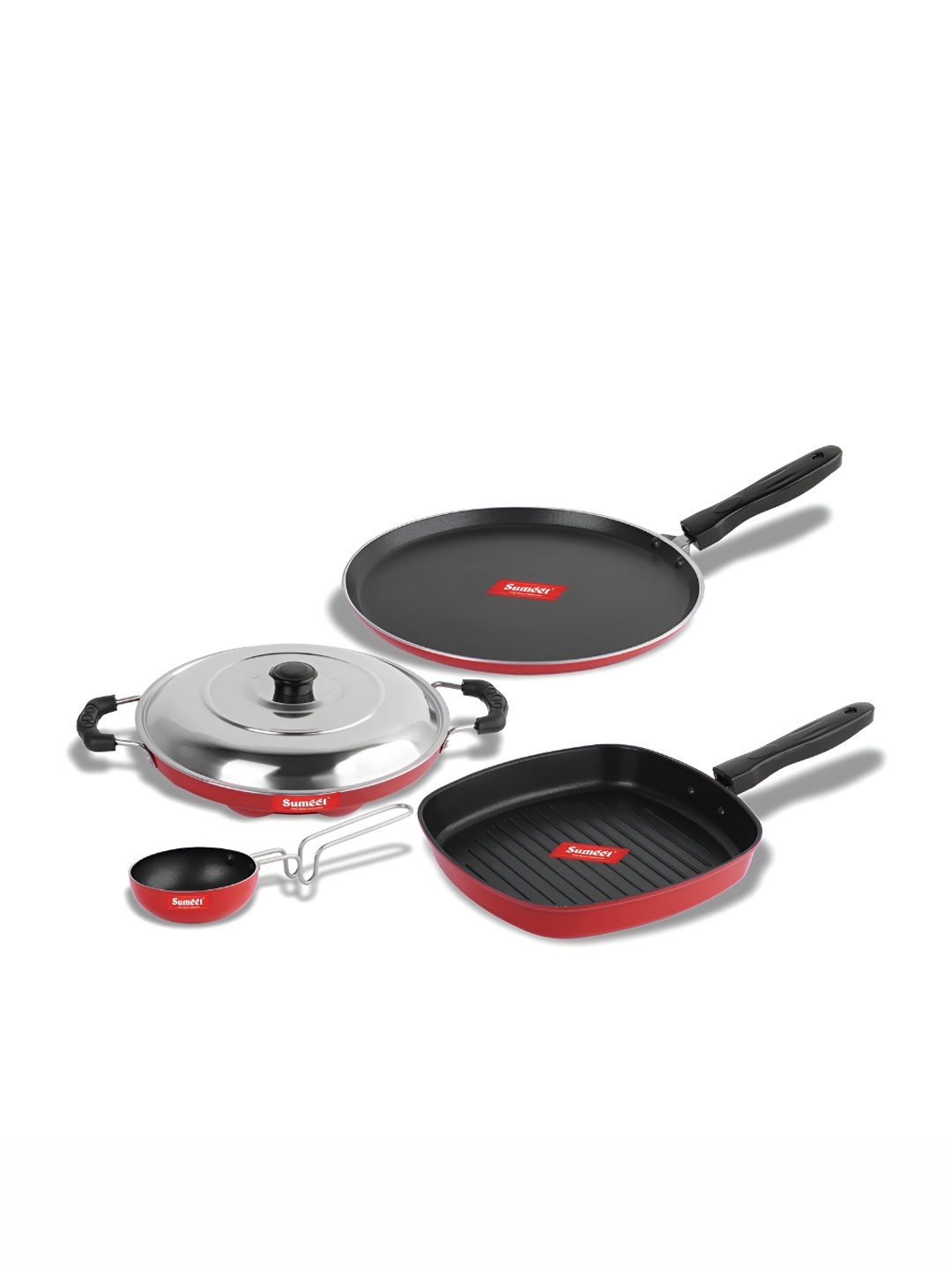 

Sumeet Red Aluminium Dishwasher Safe Cookware Set