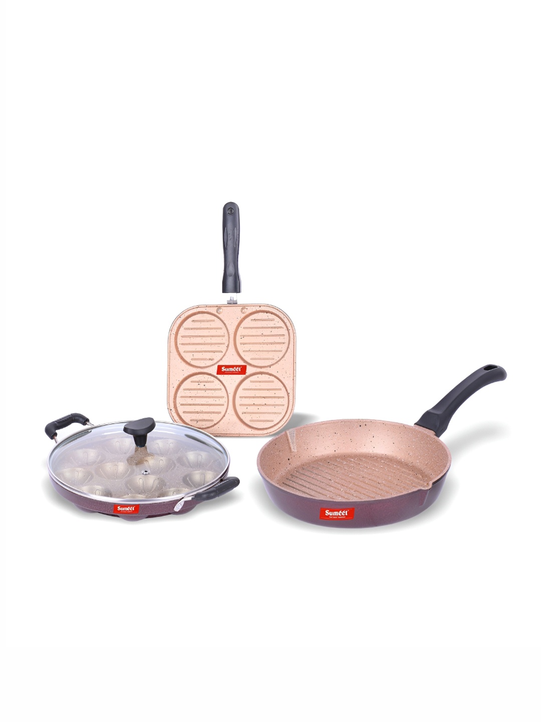 

Sumeet Peach & Purple 3 Pieces Aluminium Dishwasher Safe Nonstick Cookware Set