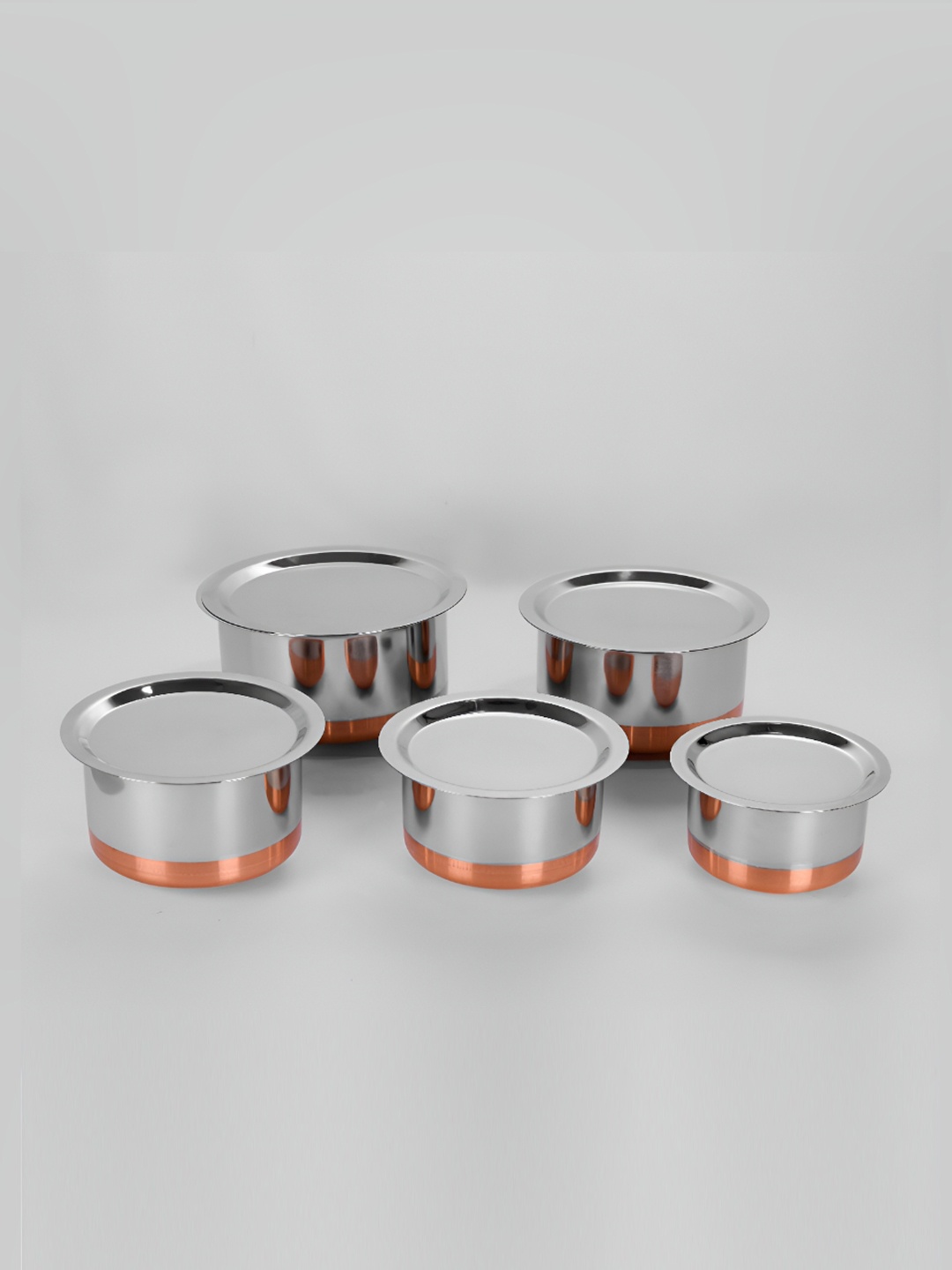 

Sumeet Silver-Toned 5 Pieces Dishwasher Safe Cookware Set