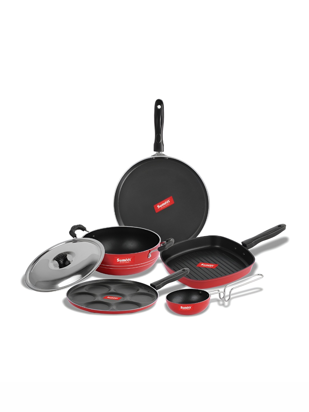 

Sumeet Red Aluminium Dishwasher Safe Cookware Set